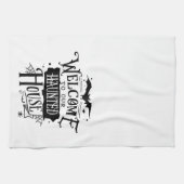 おもしろいカワイウェルカムトゥーハウス幽霊のよく出るハロウィーン キッチンタオル (横)