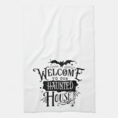 おもしろいカワイウェルカムトゥーハウス幽霊のよく出るハロウィーン キッチンタオル (縦)