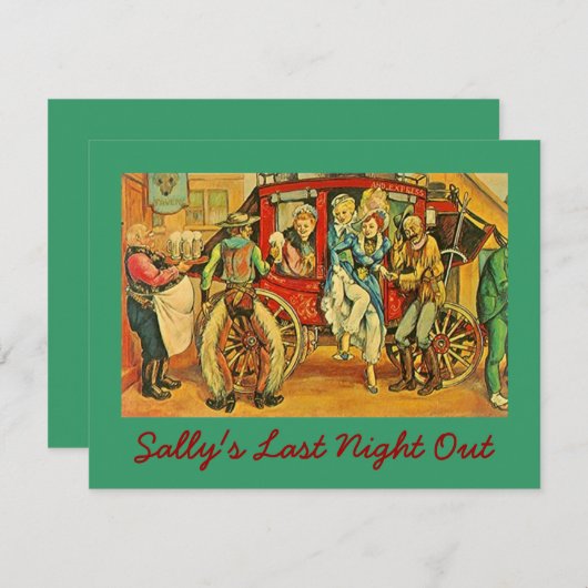 おもしろいカワイトオールドウェストバチェロレッテ招待状 招待状 (正面/裏面)