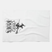 おもしろいカワイト魔女フリーのほうき乗りハロウィーン キッチンタオル (横)