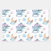 おもしろいカワイルラビームーンシープクラウドベビー ラッピングペーパーシート (正面3)