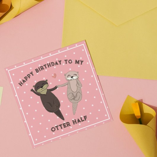 おもしろいカワウソのハーフバースデーカード カップル用 シーズンカード