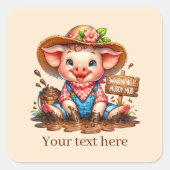 おもしろいカントリーピグ愛好家の追加文字 スクエアシール (正面)