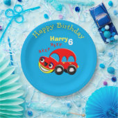 おもしろいカーをテーマにした誕生日 ペーパープレート (パーティー)