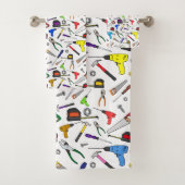 おもしろいカートゥーンツールハードウェアイラストレーションパターン バスタオルセット (インサイチュ)