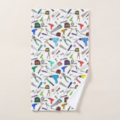 おもしろいカートゥーンツールハードウェアイラストレーションパターン バスタオルセット (ハンドタオル)