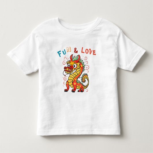 おもしろいカートン中国のドラゴン新年フーキッズギフト トドラーTシャツ (正面)