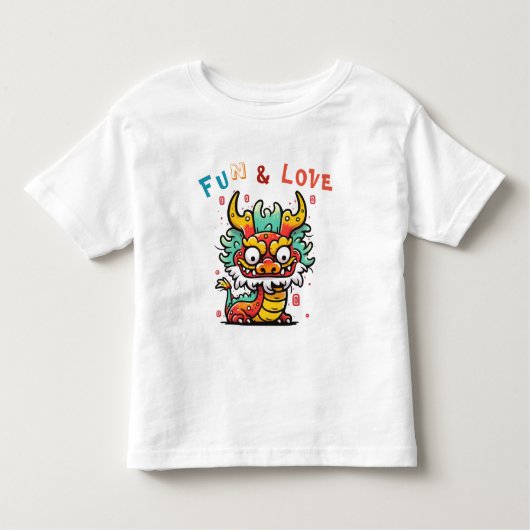 おもしろいカートン中国のドラゴン新年フーキッズギフト トドラーTシャツ (正面)