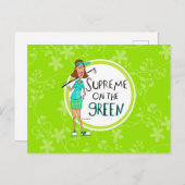 おもしろいカードは、あなたの人生のレディーゴルファーに使う インビテーションポストカード (正面/裏面)