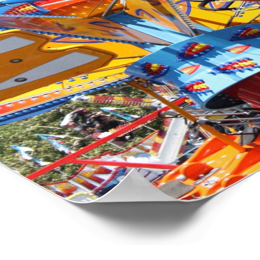 おもしろいカーニバルカラフルフェアライド写真 ポスター (角)