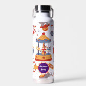 おもしろいカーニバルキッズ誕生日サーカスパターンピエロ ウォーターボトル (正面)
