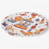 おもしろいカーニバルキッズ誕生日サーカスパターンピエロ ペーパープレート (アングル)