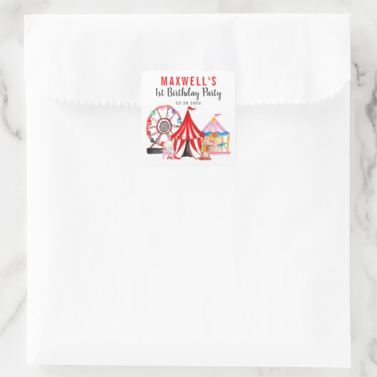 おもしろいカーニバル回路フェスティバルショー子供の誕生日 スクエアシール (バッグ)