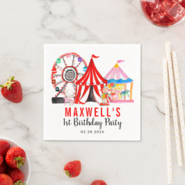 おもしろいカーニバル回路フェスティバルショー子供の誕生日 スタンダードカクテルナプキン