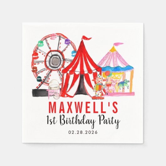 おもしろいカーニバル回路フェスティバルショー子供の誕生日 スタンダードカクテルナプキン (正面)