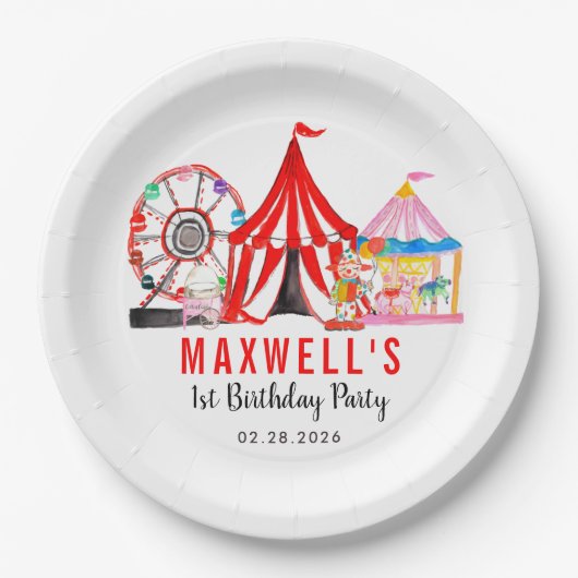 おもしろいカーニバル回路フェスティバルショー子供の誕生日 ペーパープレート (正面)