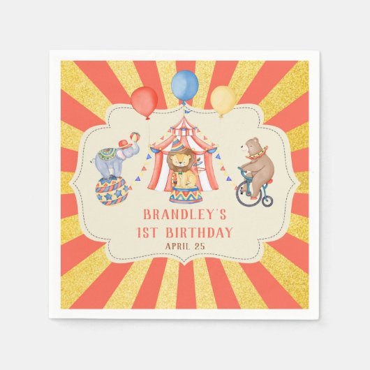 おもしろいカーニバル回路フェスティバル誕生日ナプキン スタンダードカクテルナプキン (正面)
