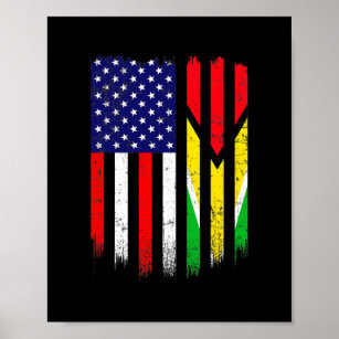 おもしろいガイアナ州旗アメリカ国旗の男性女性キッド ポスター