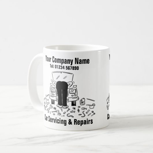 おもしろいガレージカーの修理 コーヒーマグカップ (正面左)