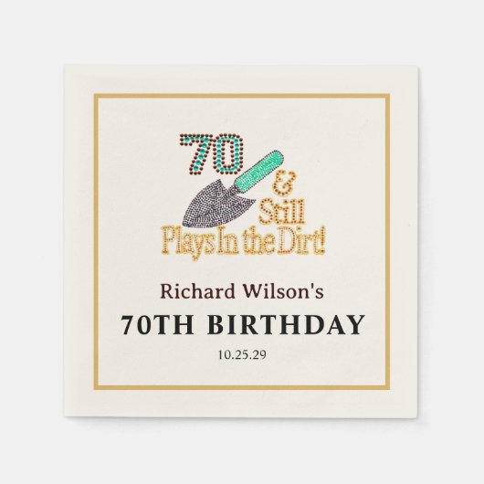 おもしろいガーデニング70th誕生日パーティギフト スタンダードカクテルナプキン (正面)