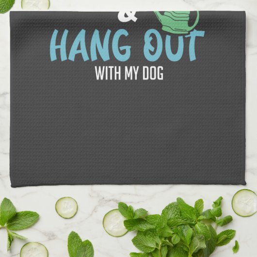 おもしろいガーデニング – ガーデニングと犬 キッチンタオル (折り畳み)