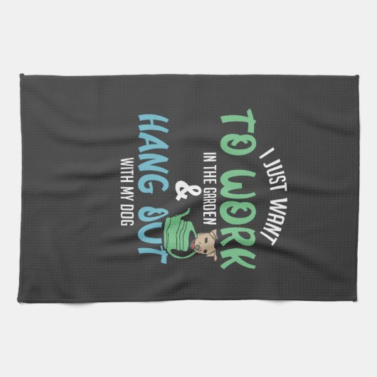 おもしろいガーデニング – ガーデニングと犬 キッチンタオル (横)