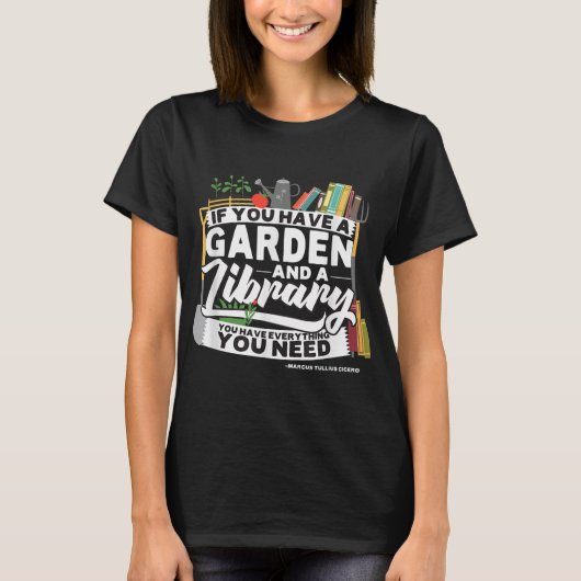 おもしろいガーデンライブラリマーカスキセロ引用文 Tシャツ (正面)