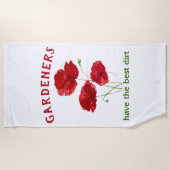 おもしろいガーデン引用文水の色の赤ポピー花 ビーチタオル (正面)