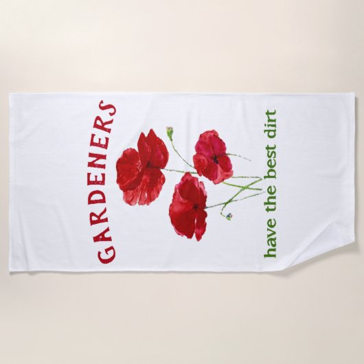 おもしろいガーデン引用文水の色の赤ポピー花 ビーチタオル (正面)