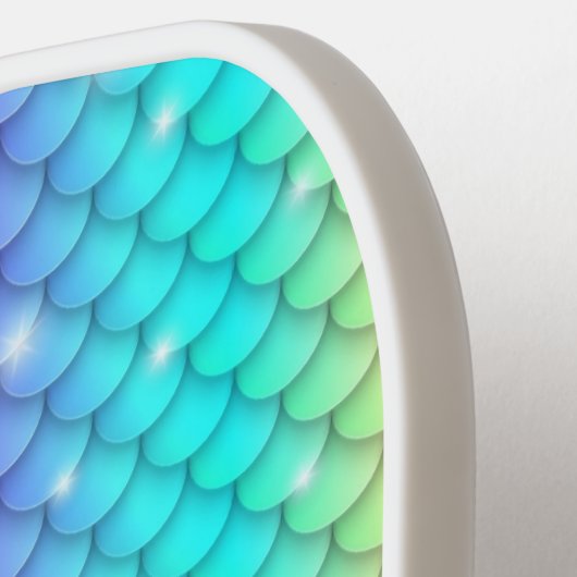 おもしろいガーリーキュイきらめくレインボーマーメイドはかりで測 ピックルボールラケット (左詳細)