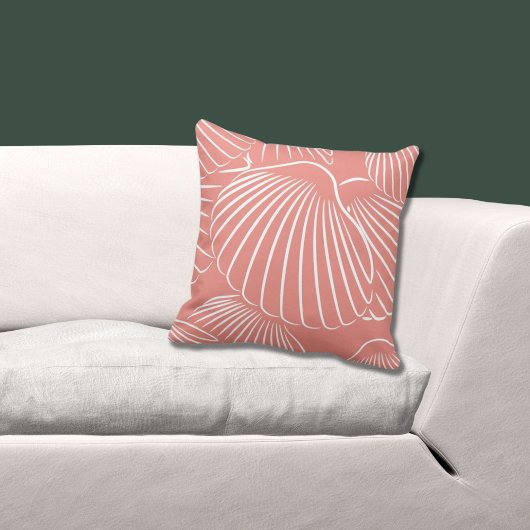 おもしろいガーリーコーラルピンクシーシェルパターン装飾用クッション クッション