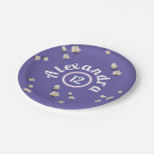 おもしろいガーリーパープル&ピンクポップコーン誕生日パーティー ペーパープレート (アングル)