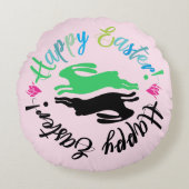 おもしろいガーリーピカラフルックイースターバニータイポグラフィ ラウンドクッション (正面)