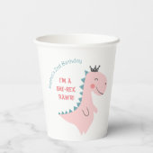 おもしろいガーリーピンクティール(緑がかった色)恐竜誕生会 紙コップ (裏面)