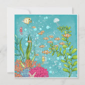 おもしろいガーリーピンクヘアマーメイドベビーシャワー 招待状 (裏面)