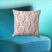おもしろいガーリーピンク&ホワイトファーンフォンドカール模様 クッション