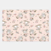 おもしろいガーリーブックピンクブラック読ズフローラ ラッピングペーパーシート (正面3)