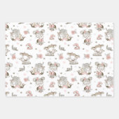 おもしろいガーリーブックピンクブラック読ズフローラ ラッピングペーパーシート (正面)