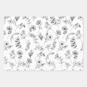 おもしろいガーリーブックピンクブラック読ズフローラ ラッピングペーパーシート (正面3)