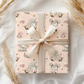 おもしろいガーリーブックピンクブラック読ズフローラ ラッピングペーパーシート