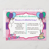 おもしろいガーリー誕生日招待状 招待状 (正面/裏面)