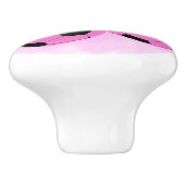 おもしろいガーリー3個の明るいピンク色の黒いサッカーボール セラミックノブ (側面)