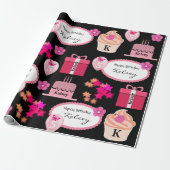 おもしろいガーリー&パーソナライズされた名前&年代誕生日 ラッピングペーパー (アンロールド)