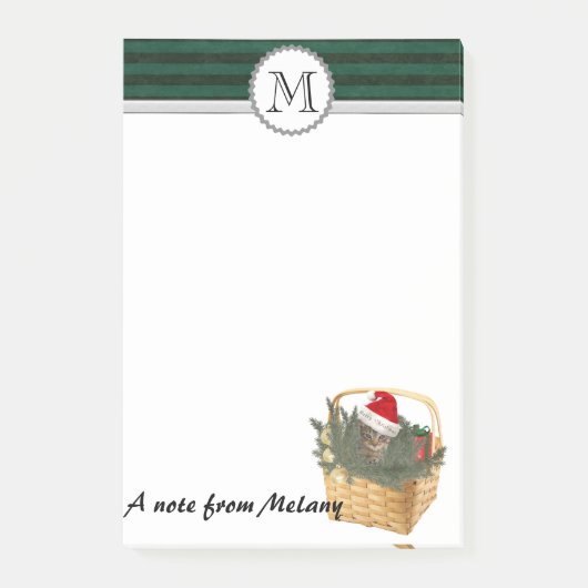 おもしろいガーリーHoliday santa cat monogram ポストイット (正面)