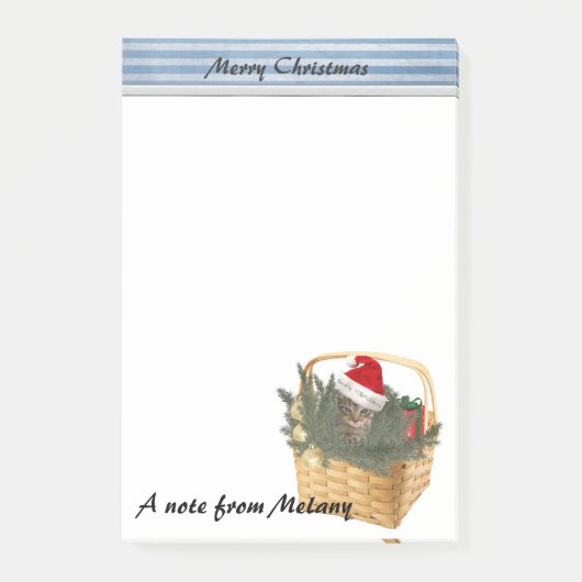 おもしろいガーリーHoliday Santa cat monogram ポストイット (正面)