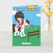 おもしろいガールズエクエストランカラーリングページ誕生日 カード (黄色い花)