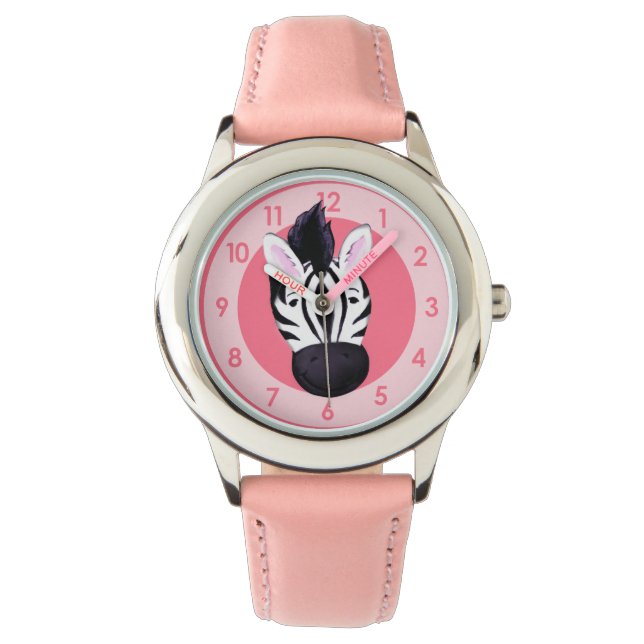 おもしろいガールズゼブラあなたの名前の腕時計を追加 腕時計 (正面)