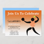 おもしろいガールズソフトボカスタムール誕生日パーティー 招待状 (正面/裏面)