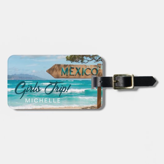 おもしろいガールズトリップ!メキシコカスタム ラゲッジタグ (正面横)