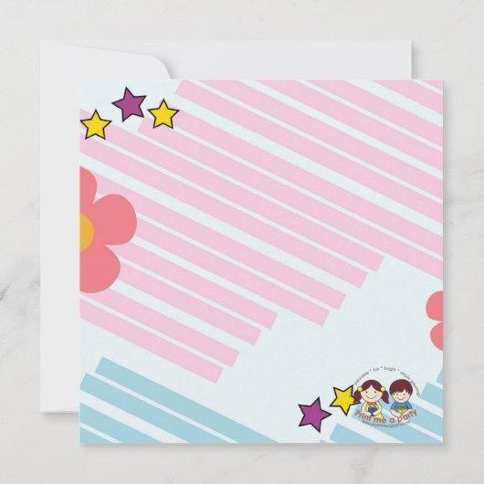 おもしろいガールズローラスケートで滑る誕生日パーティーの招待 招待状 (裏面)